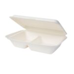Medium Square Biodegradable Sugarcane Clamshell Boxes - Image 2
